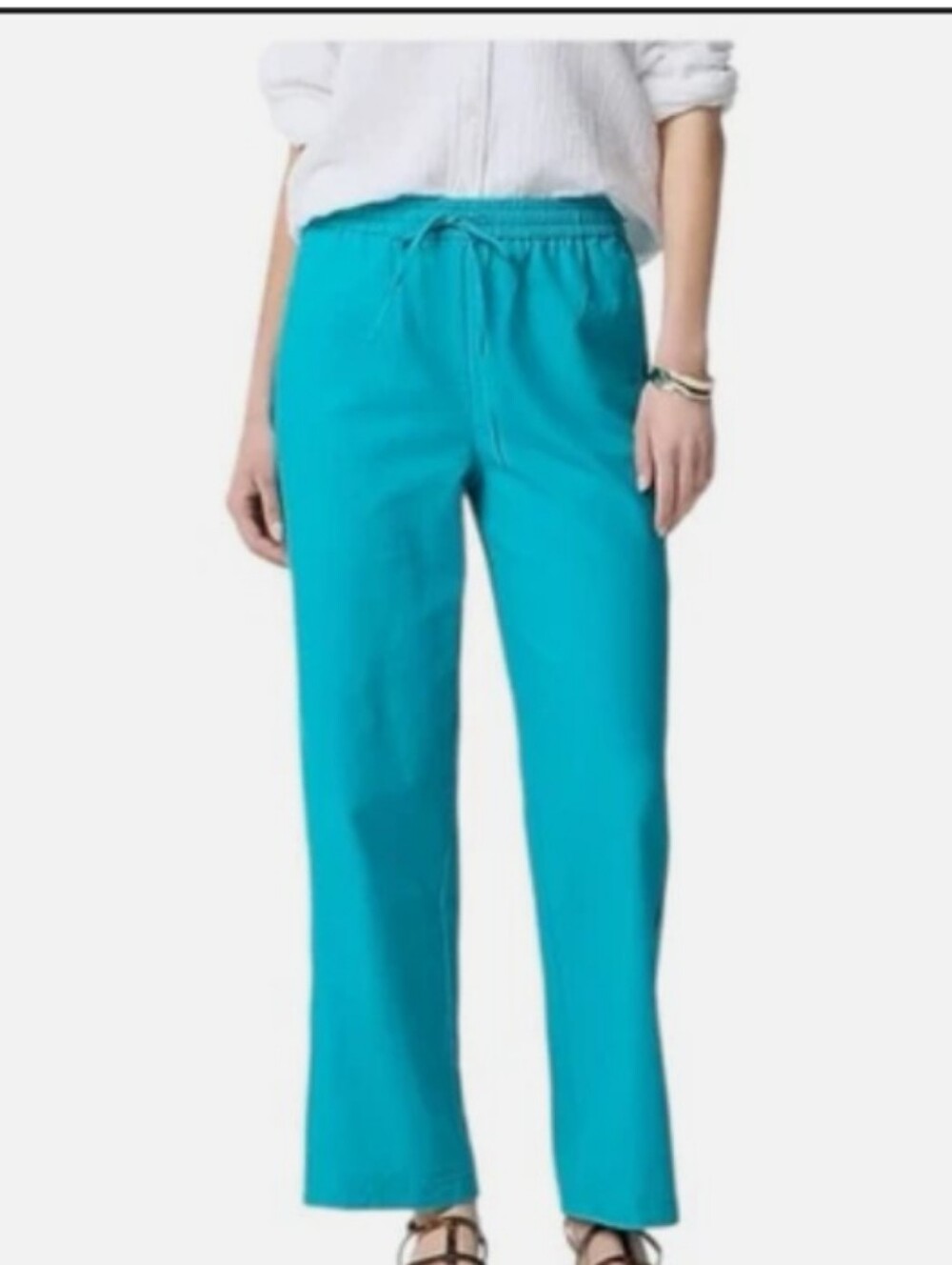 J. Crew Linen Blend Slim Wide Leg Pants Tall Length - Picture 1 of 8